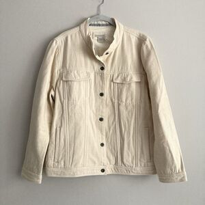 Carbon2Cobalt Womens Cream Button Up Jacket Size XL Cotton Casual Minimalist